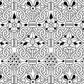 Detailed Elizabethan Carpet Floral Blackwork