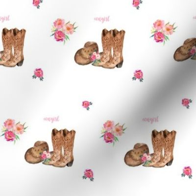 4" Cowgirl Floral Boots & Hat