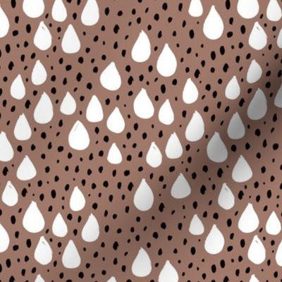 Abstract love and rain drops and dots geometric memphis style design winter fall ice brown snow