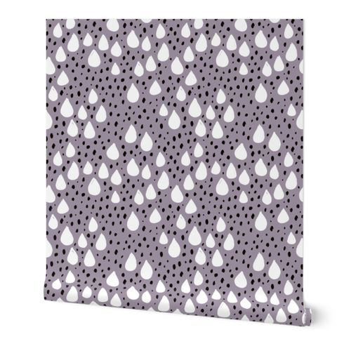 Removable Water-Activated Wallpaper Rain Snow Winter Fall Scandinavian Abstract 