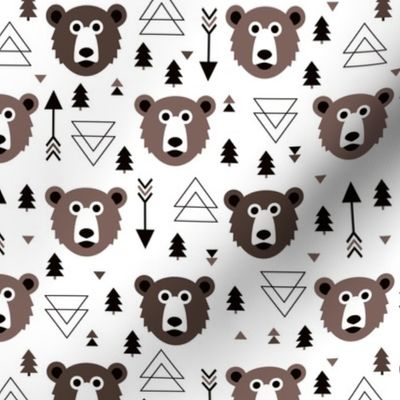 Christmas tree grizzly bear with arrows and geometric triangle shapes winter fall