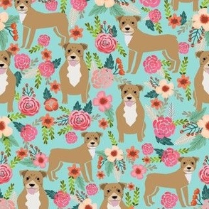 pitbull terriers florals mint pitbull dogs cute dog rescue dogs fabric