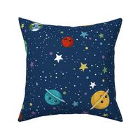 Outer Space Cuteness on Blue