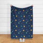 Outer Space Cuteness on Blue