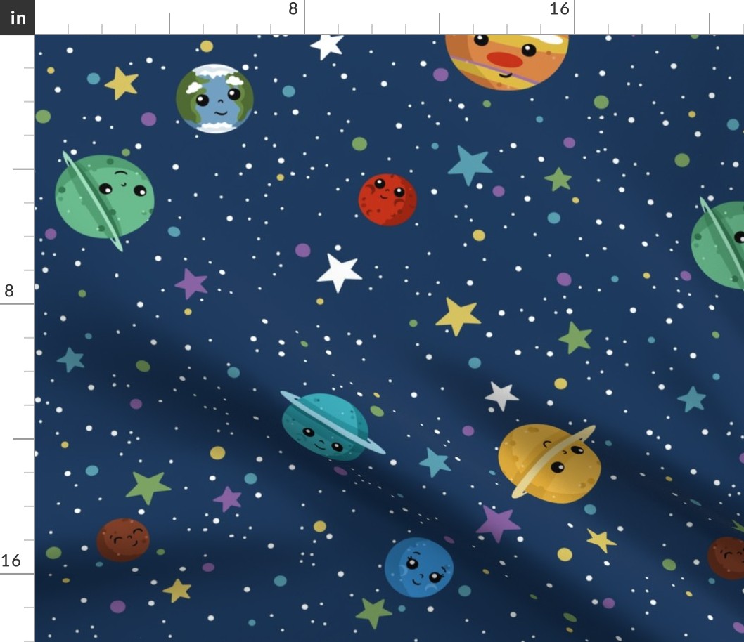 Outer Space Cuteness on Blue