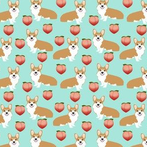 corgi corgis dog fabric peach butts emoji cute corgis dog fabric mint