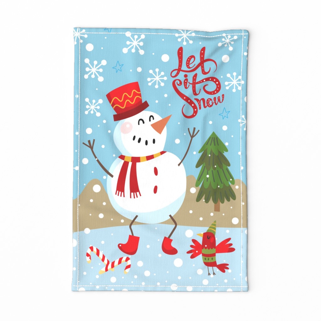 Tea Towel-Snowman-Top Hat