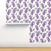 dinosaurs // purple and white dino dinosaurs kids baby purple medium 