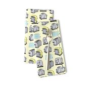 16-12C  Toast Vintage Retro Kitchen Toaster || 50s Toast  Breakfast Food  Pastel yellow blue gray grey _Miss Chiff Designs