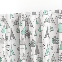 Adventure - Gray & Mint on White