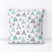 Adventure - Gray & Mint on White