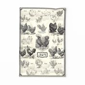 Poultry Envy Tea Towel Toile 2024 Calendar Cream Black