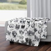 Poultry Envy White Black Toile 