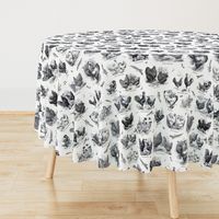 Poultry Envy White Black Toile 