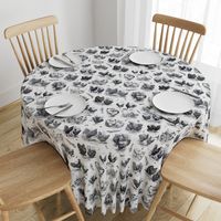 Poultry Envy White Black Toile 