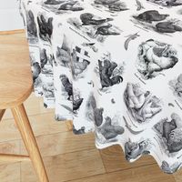 Poultry Envy White Black Toile 