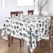 Poultry Envy White Black Toile 