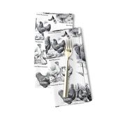 Poultry Envy White Black Toile 