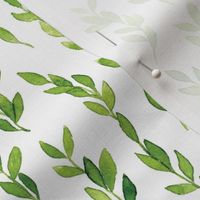 Watercolor green leaves seamless pattern