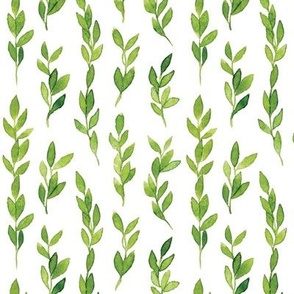 Watercolor green leaves seamless pattern