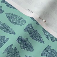 arrowheads - navy on aqua