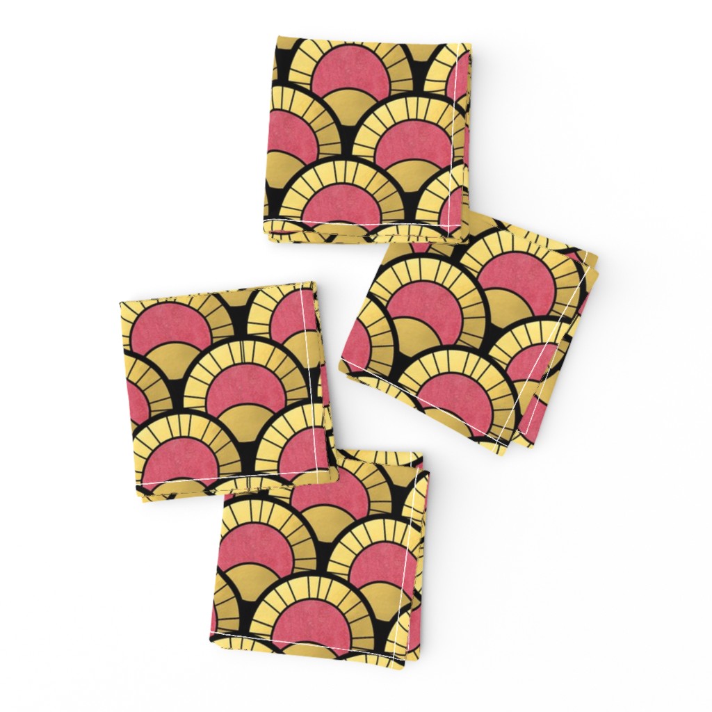 All the Gatsby you Need Pink and Gold Art Deco Fan Pattern
