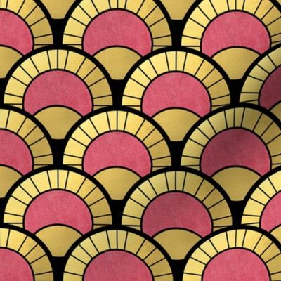 All the Gatsby you Need Pink and Gold Art Deco Fan Pattern