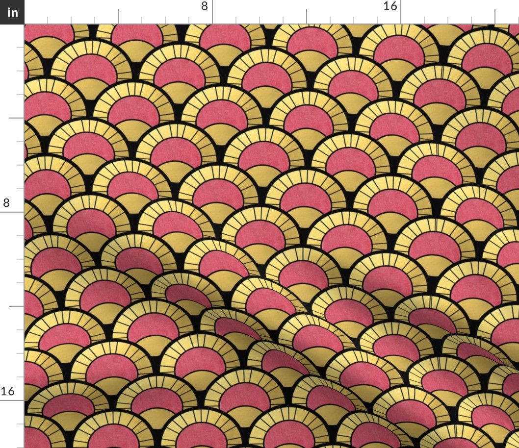 All the Gatsby you Need Pink and Gold Art Deco Fan Pattern