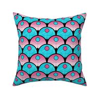 Modern Art Deco Fan Pattern in Blue and Pink