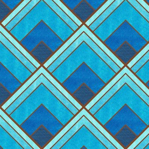 Flowing Blue and Brown Ombré Art Deco Pattern