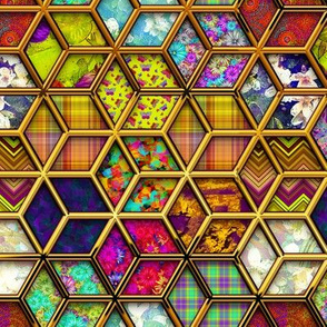 METALLIC DOUBLE MIX 3D HEXIES GOLD