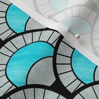 Baby Blue and Silver Art Deco Fan Pattern