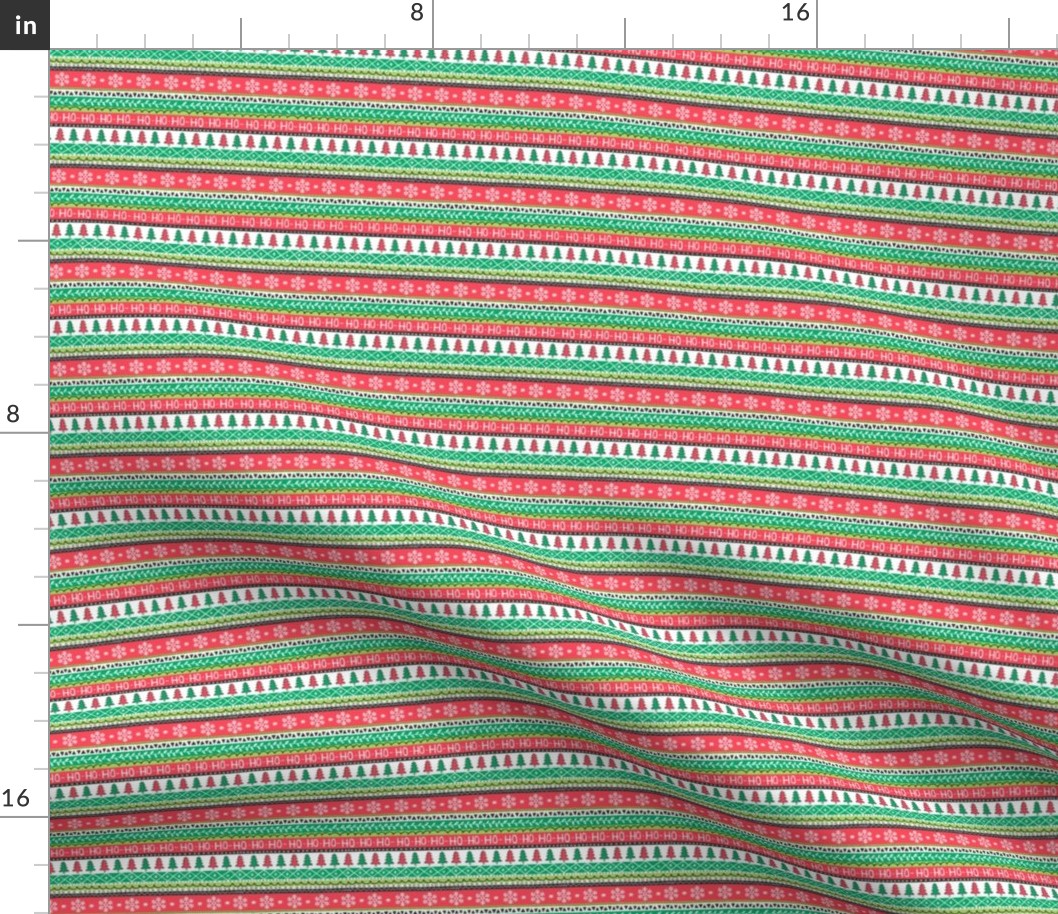 Christmas Xmas Stripes Snowflakes Trees Red Green Tiny Small