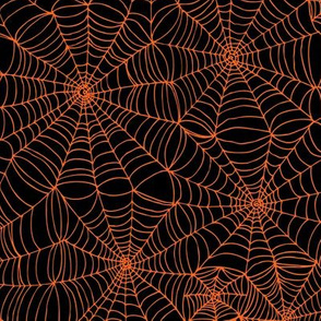 Spiderwebs - orange on black