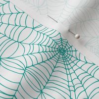 Spiderwebs - turquoise on white