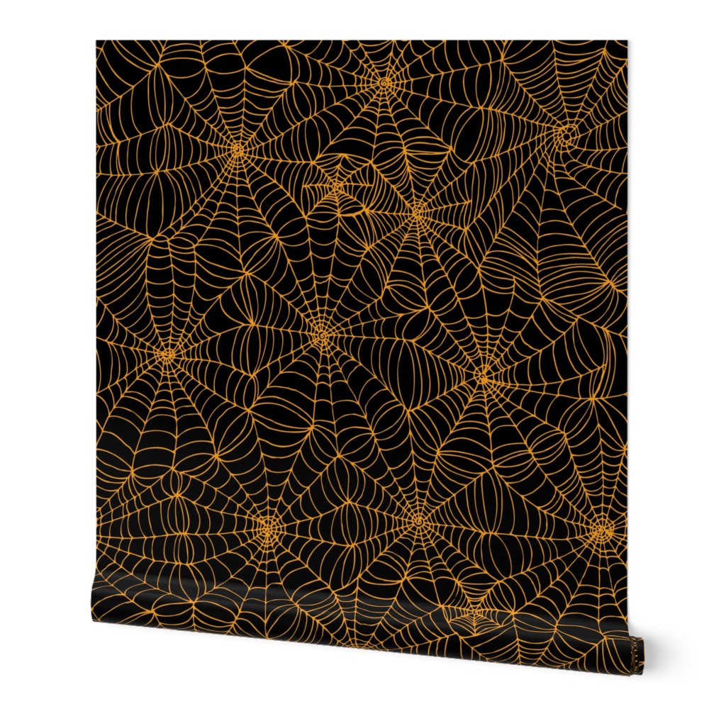 Spiderwebs - orange on black