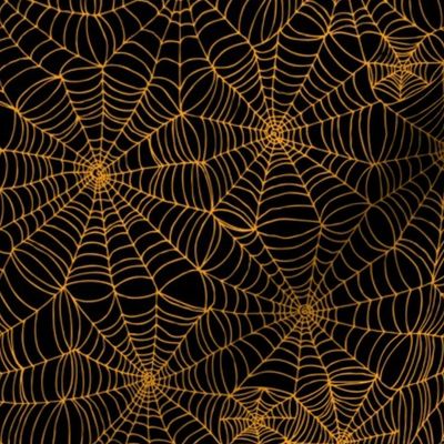 Spiderwebs - orange on black