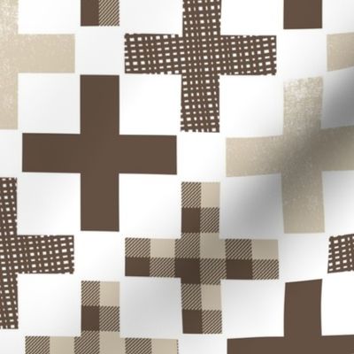 crosses swiss cross plus brown and tan cross fabric kids cute baby nursery