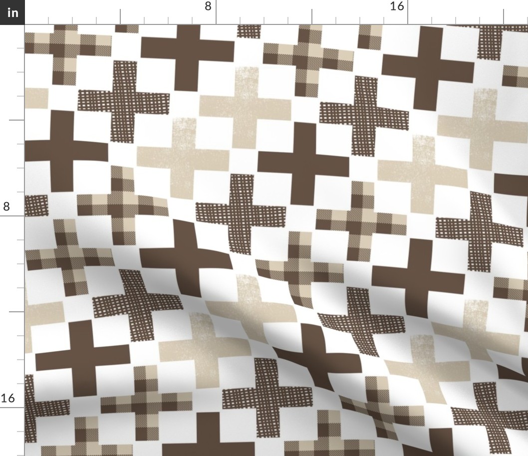 crosses swiss cross plus brown and tan cross fabric kids cute baby nursery