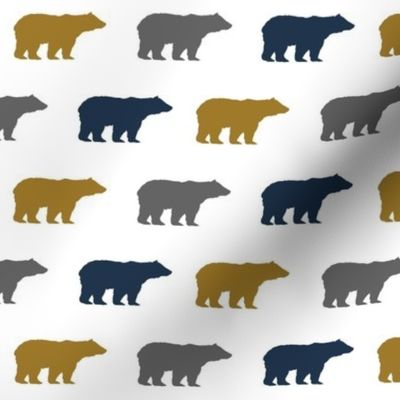 bears gold navy grey bear nursery boy kids fabric