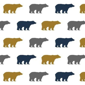 bears gold navy grey bear nursery boy kids fabric