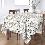 wild and free camping outdoors kids fabric gold navy blue