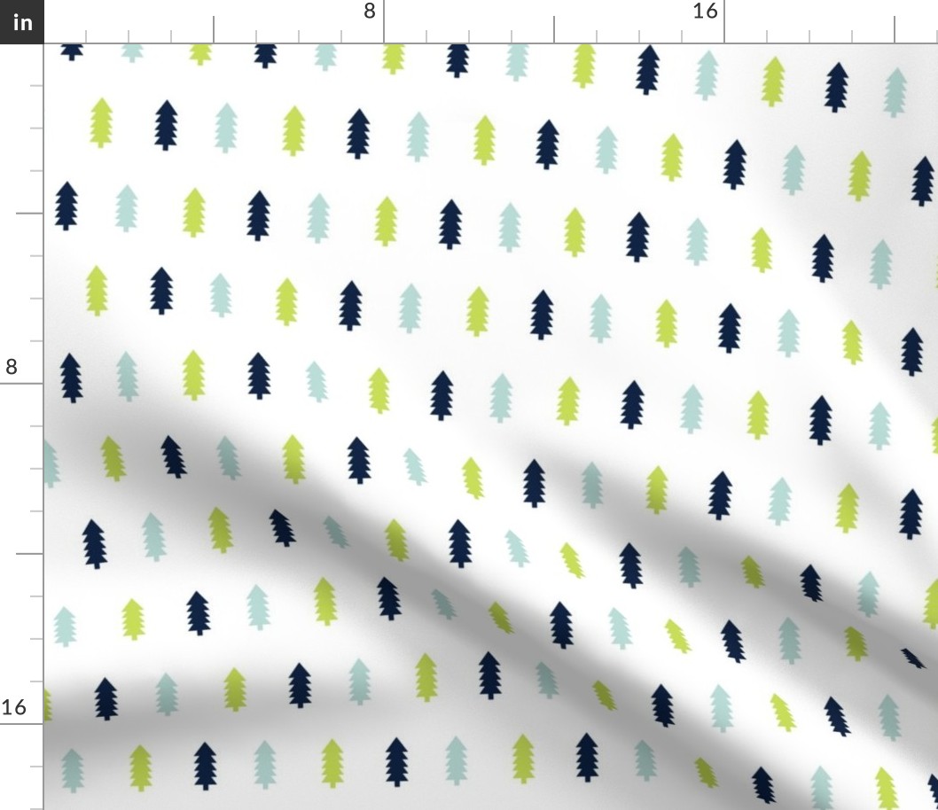 trees forest woodland camping outdoors baby boy nursery navy mint lime green kids nursery fabric