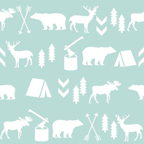 mint outdoors fabric kids deer moose bear camping wood lumberjack