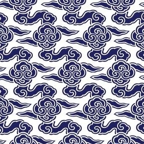 Japanese Clouds navy white