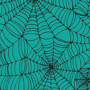 Spiderwebs - black on turquoise