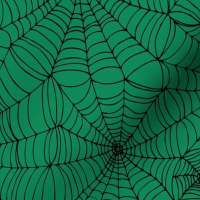 Spiderwebs - black on green