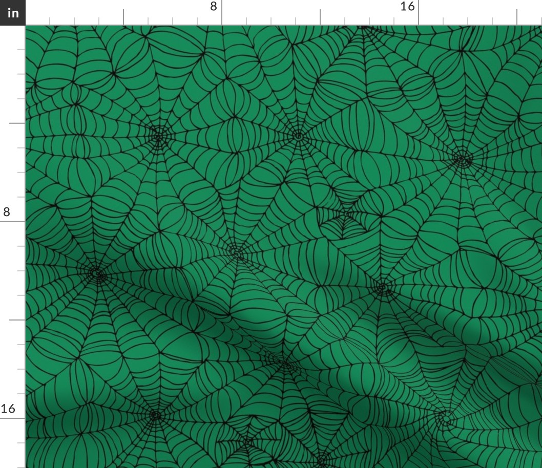 Spiderwebs - black on green