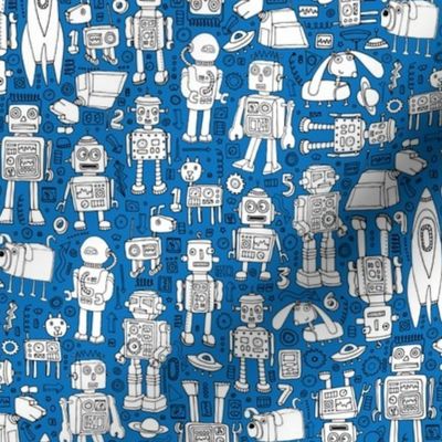 Robot Pattern - blue and white