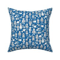 Robot Pattern - blue and white